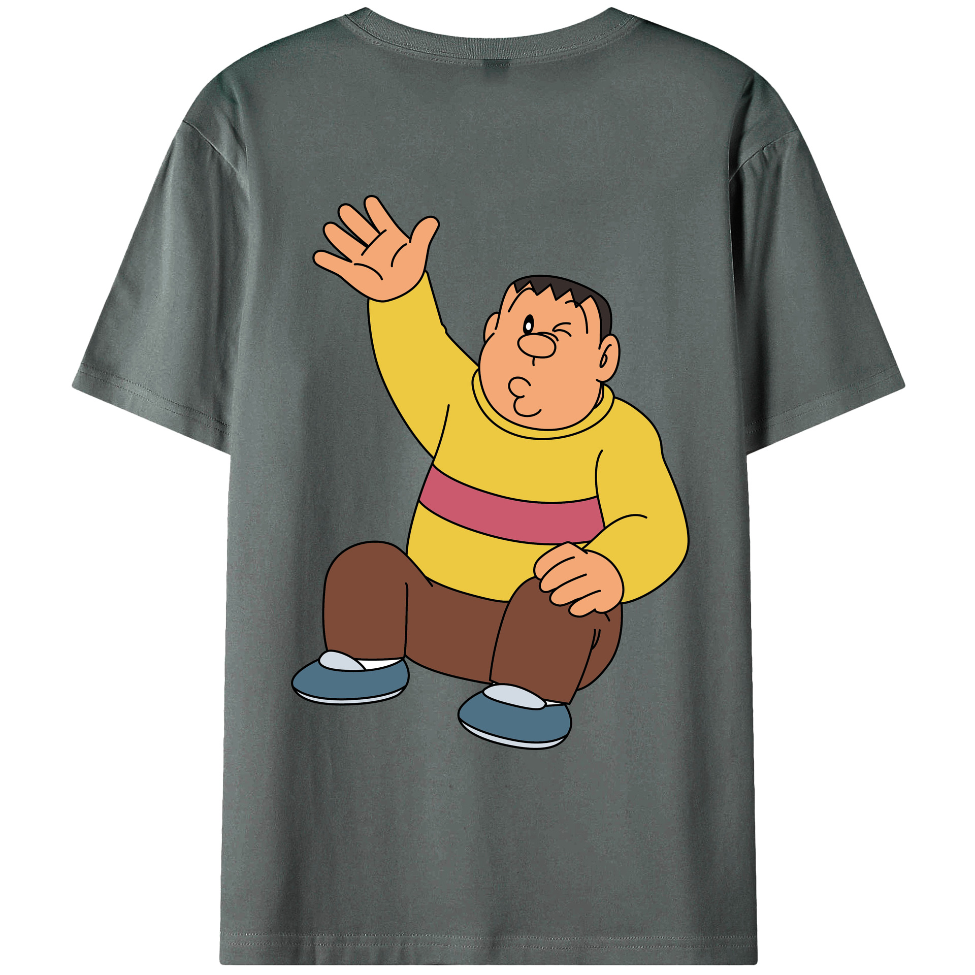 （画像用） ドラえもん 剛田武 Doraemon Gouta Takeshi 綿100％ メンズ半袖Tシャツ（バックプリント） 通気性